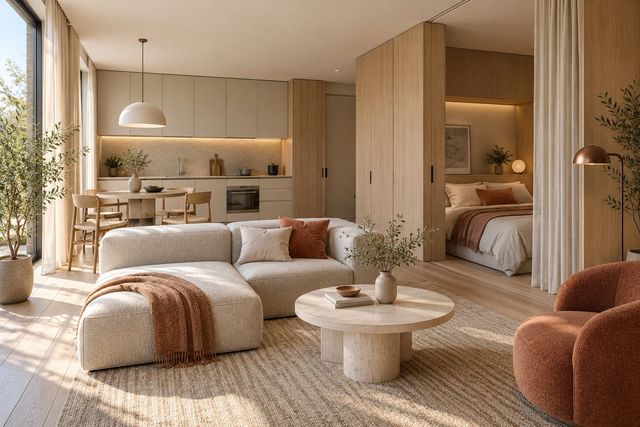 Квартира-студия 42 м² в светлых тонах